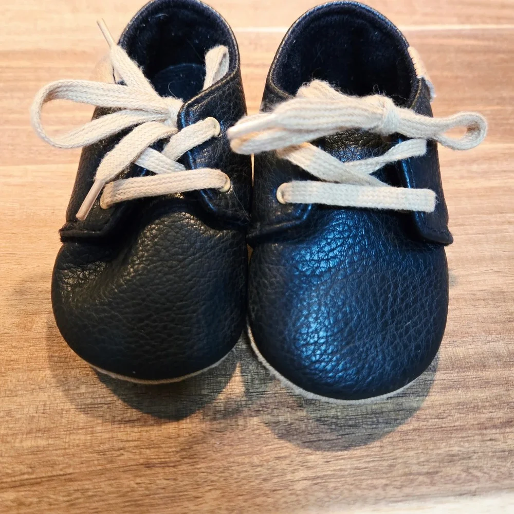 Lot of 3 Lightweight Lace Up Baby Sneakers 6-12 Months Soft Sole Faux Leather